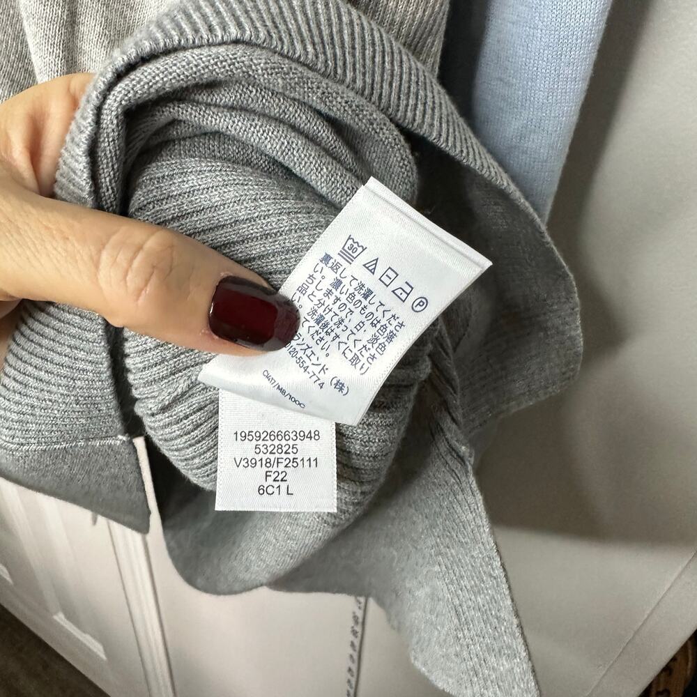 Lands End Sweater Large 14 16 Color block Blue Gray - Picture 8 of 13